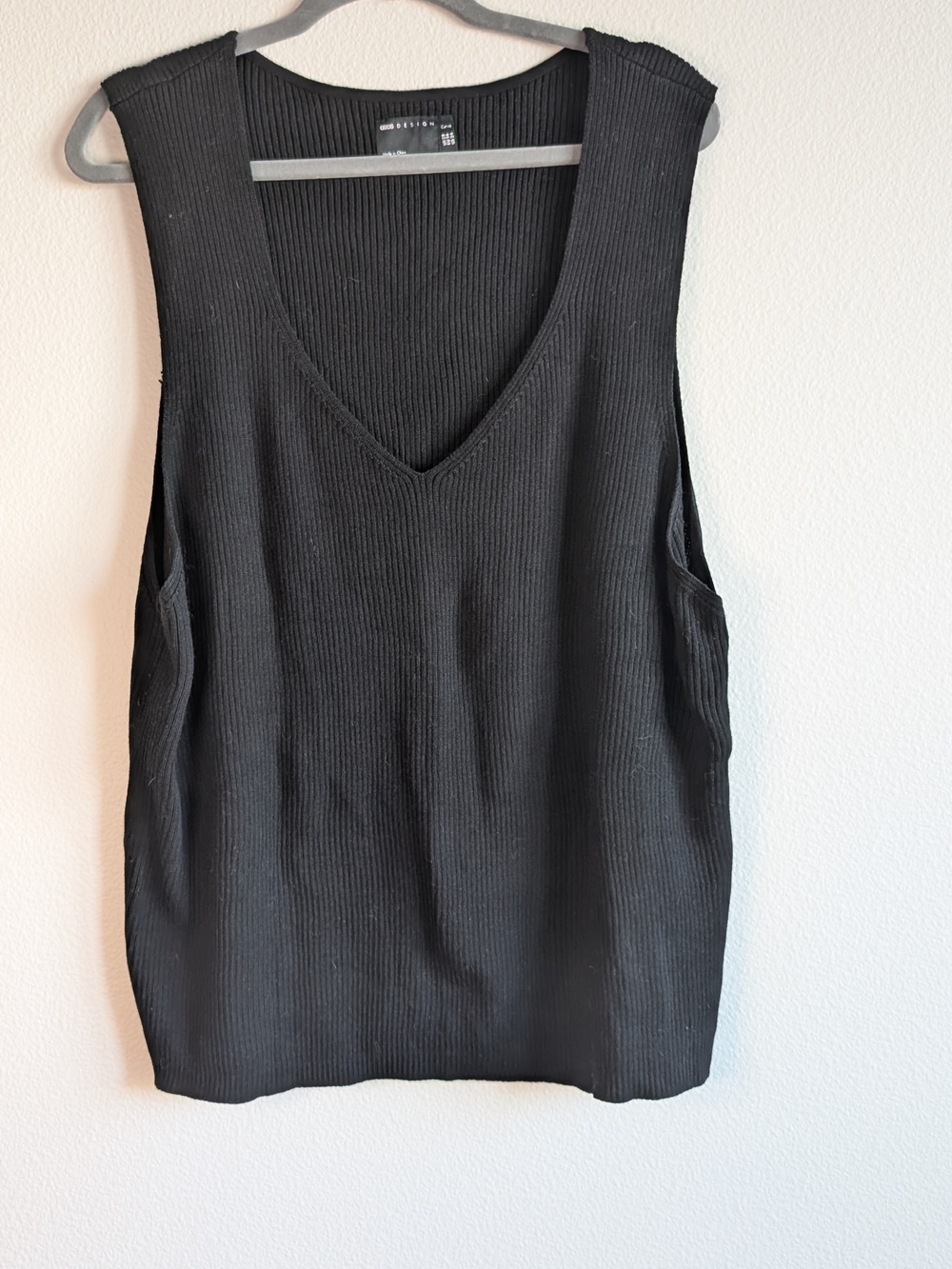 ASOS Black Ribbed V-Neck Tank Top